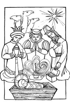 Online coloring book: Three Kings prayer coloring book